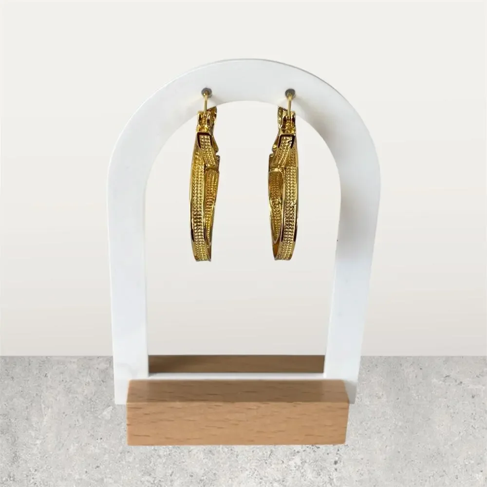 Infinity Greek Key Gold Hoops - Picture 4 of 6